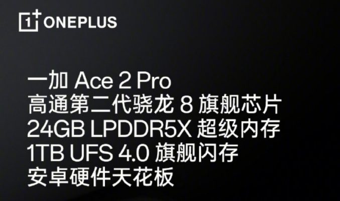 One Plus 確定 Ace2 Pro 全球首款 24GB RAM 手機！