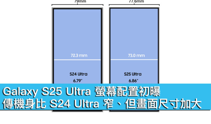 Galaxy S25 Ultra 螢幕配置初曝！傳機身比 S24 Ultra 窄、但畫面尺寸加大